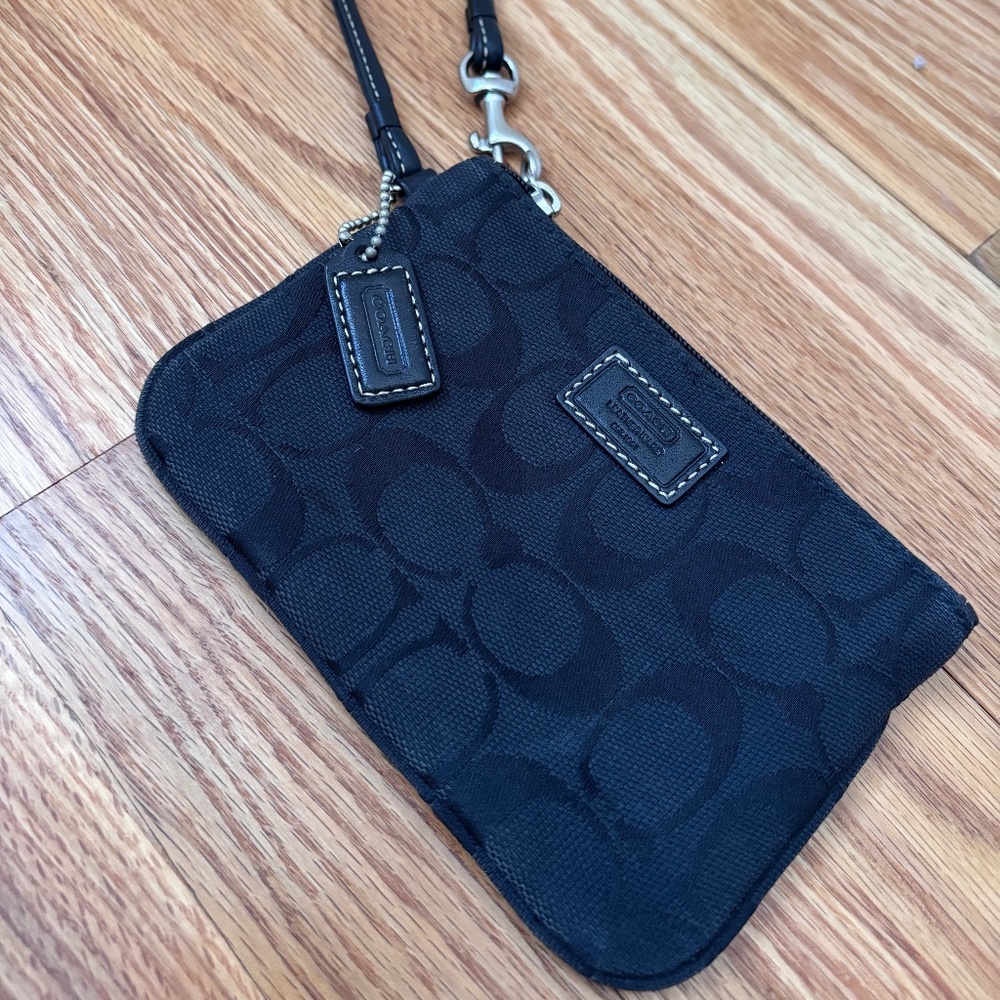 Coach black signature wristlet